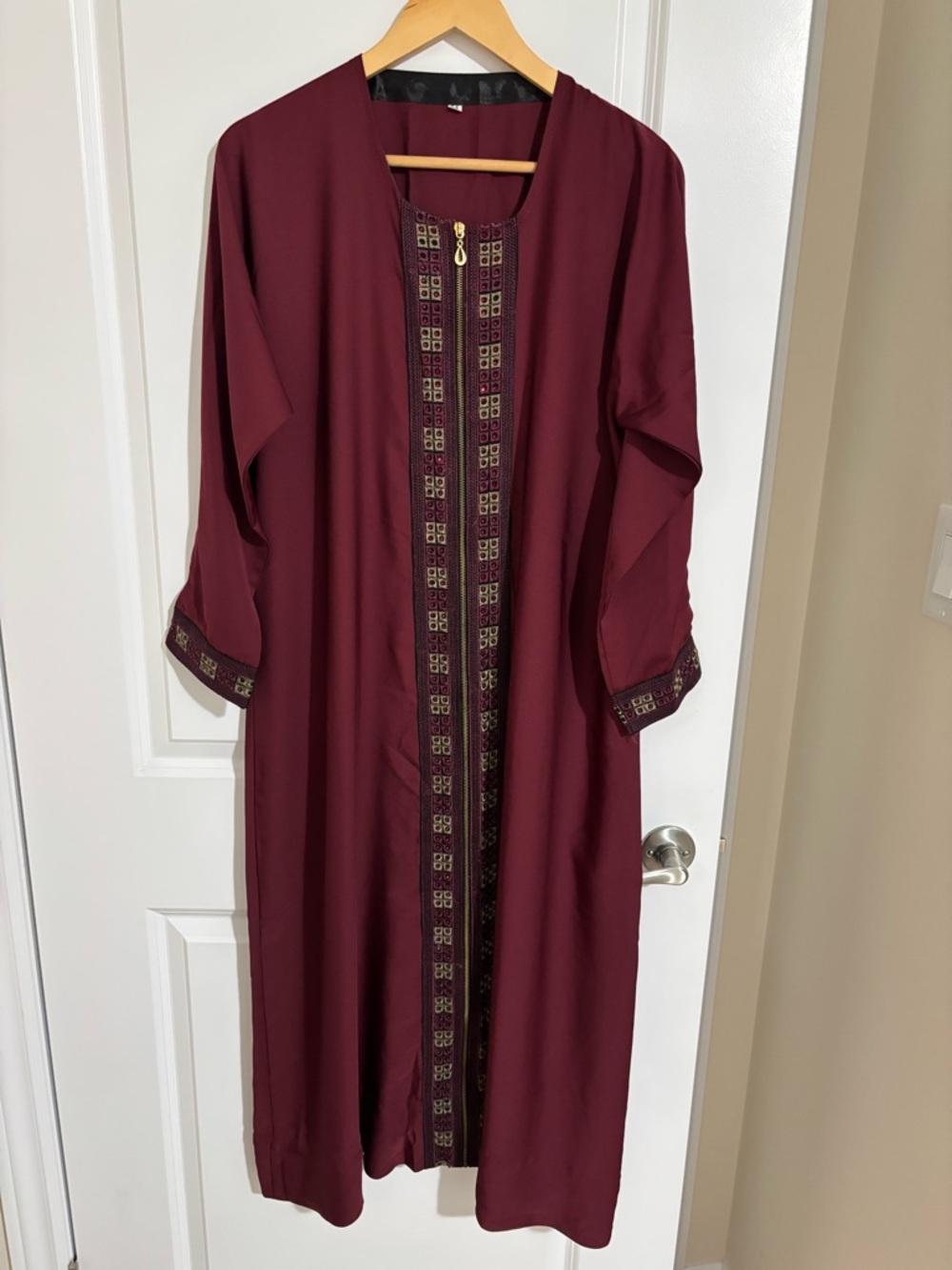 Emirati Embroidered Maroon Abaya